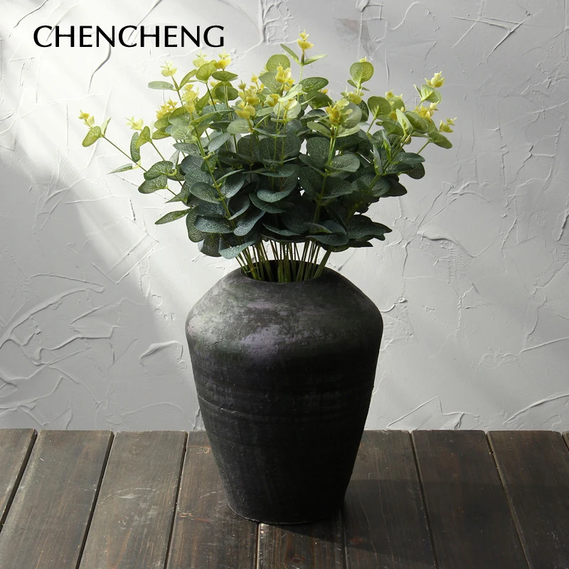

CHENCHENG 16 Heads Silk Artificial Plant Fake Leaves Eucalyptus Bouquet Tree Branches Faux Foliage Wreath Home Decoration Fall
