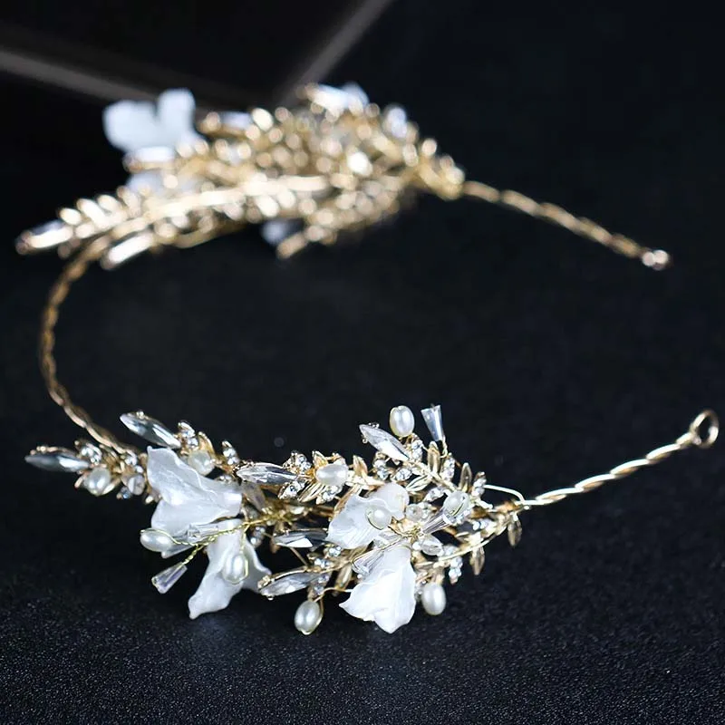 FORSEVEN цветок заколка для невесты Hairband длинные кисточки серьги набор кристалл жемчуг ювелирные наборы свадебные диадемы аксессуары для волос JL