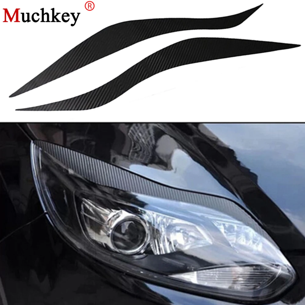 Car Carbon Fiber Headlights Brow Sticker Exterior Accessories Decoration Products For Ford Focus 3 2012 2013 2014 Free Shipping