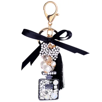 

The New Classic Butterfly Perfume Bottle Keychains Ice Silk Tassel Car Key Ring Holder Jewelry Bag Pendant Gift
