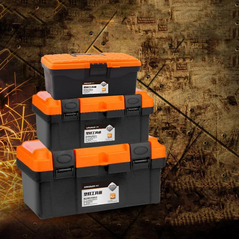 

Large Toolbox Household Maintenance Electrician Tool Box Multifunctional ABS Hardware Car Repair Anti-fall Box 12" 14 17 20"