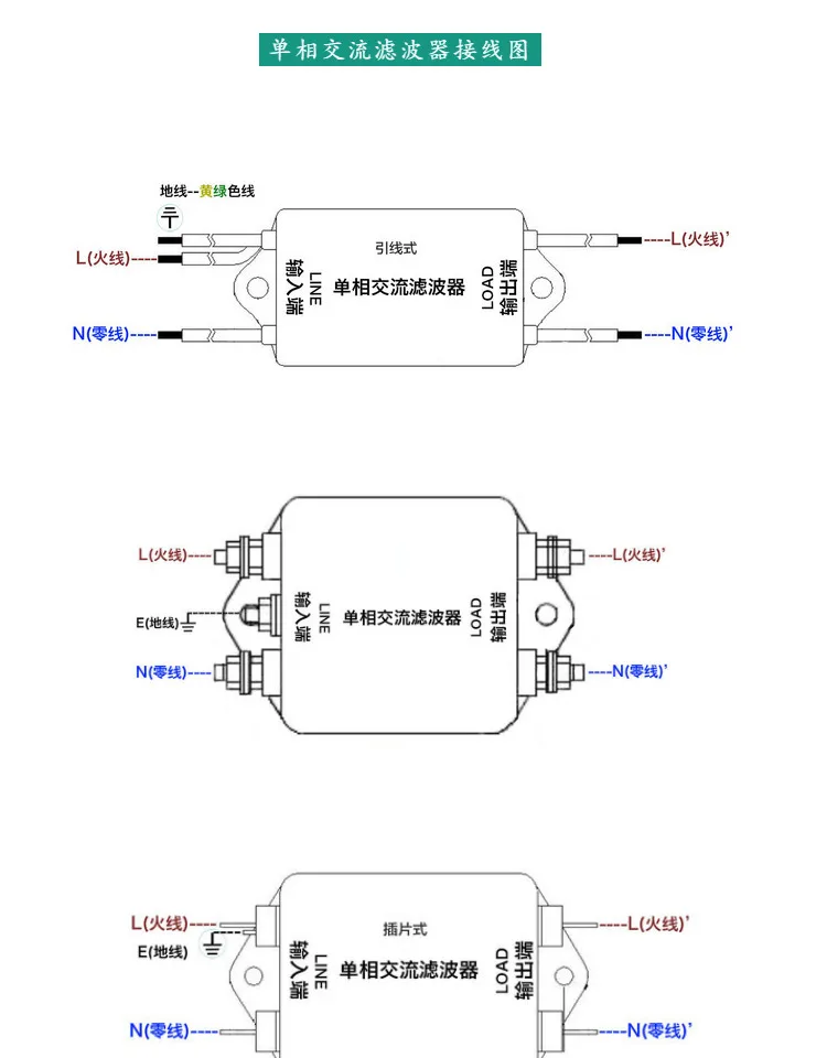 AC однофазный трехсекционный фильтр питания EMI 220 V сервоконвертер