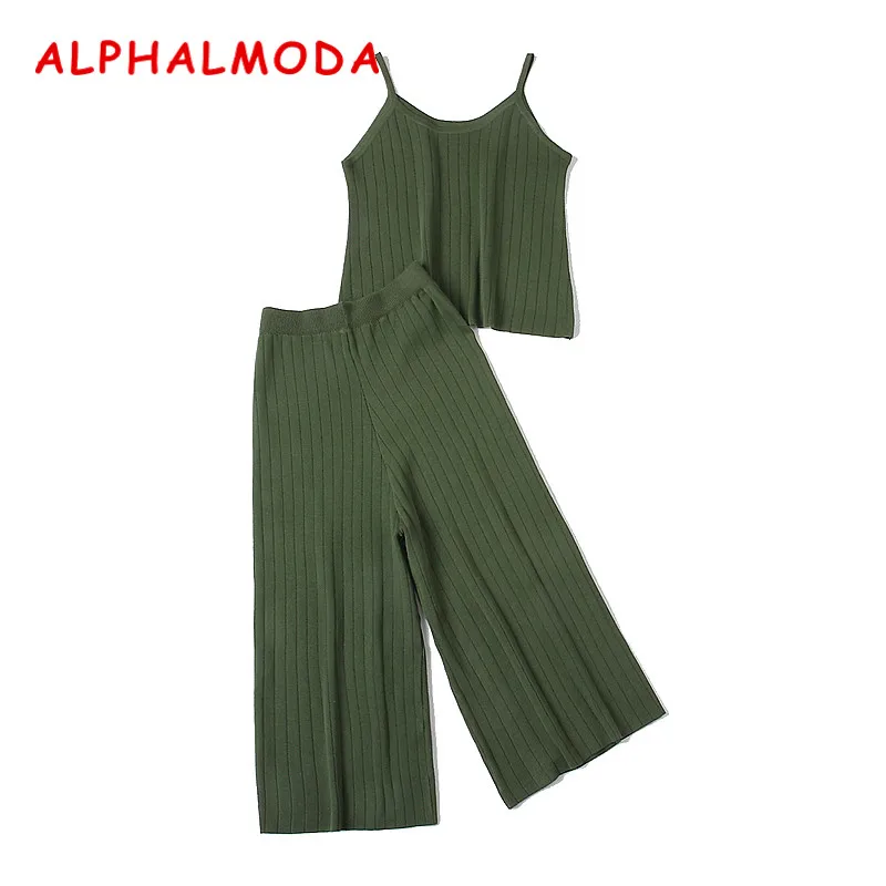 ALPHALODA 2018 Весна Лето Новая женская трикотажная кофточка + брюки 2 шт наборы