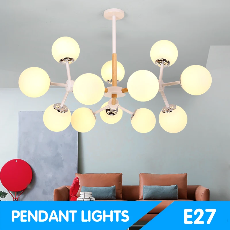 

Green Eye Nordic pendant lights With Iron Lampshade For Living Room led bulb AC 110V 220V Modern Wooden Lustres hanglamp 2245