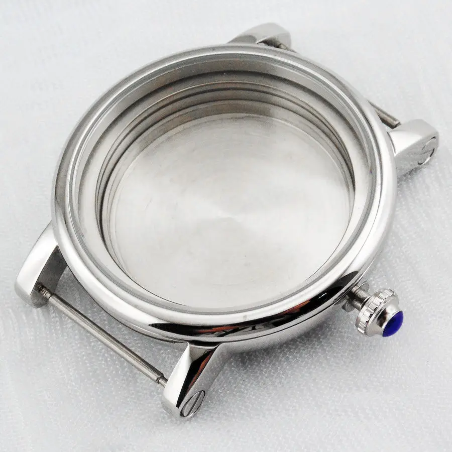 Polished SS 43mm Watch Case Fit ETA 2836 MIYOTA 8205/8215,Mingzhu 2813