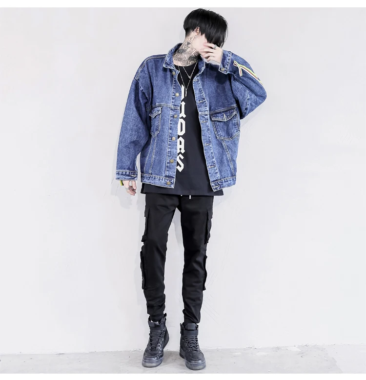 Новый черный в стиле хип-хоп панк штаны-шаровары молнии ленты корейских мужчин slim fit эластичные штаны для уличного бега перевозка брюк ABZ161
