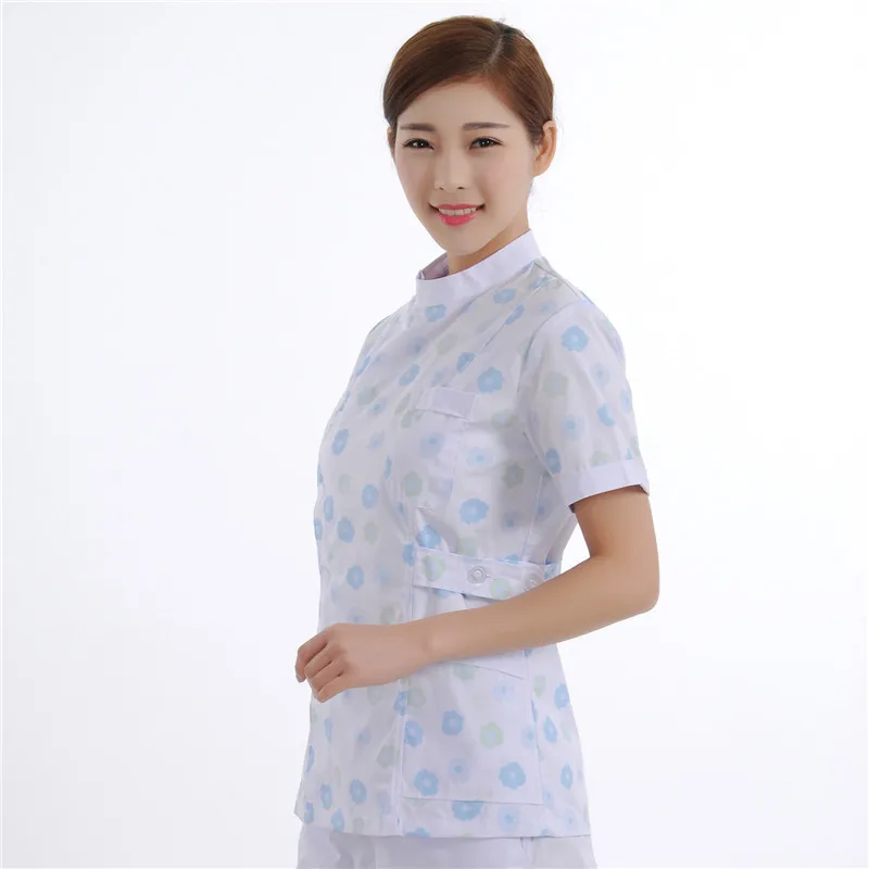 Для женщин костюм медика устанавливает медсестра Больничная форма стоматологическая клиника Красота салон короткий рукав с цветочным принтом Медицинские комплекты