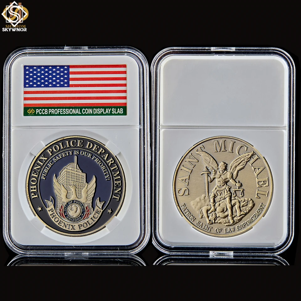 The Archangel Saint Michael Patron saint of Law Enforcement Arizona Phoenix Police Department Challenge Coin |