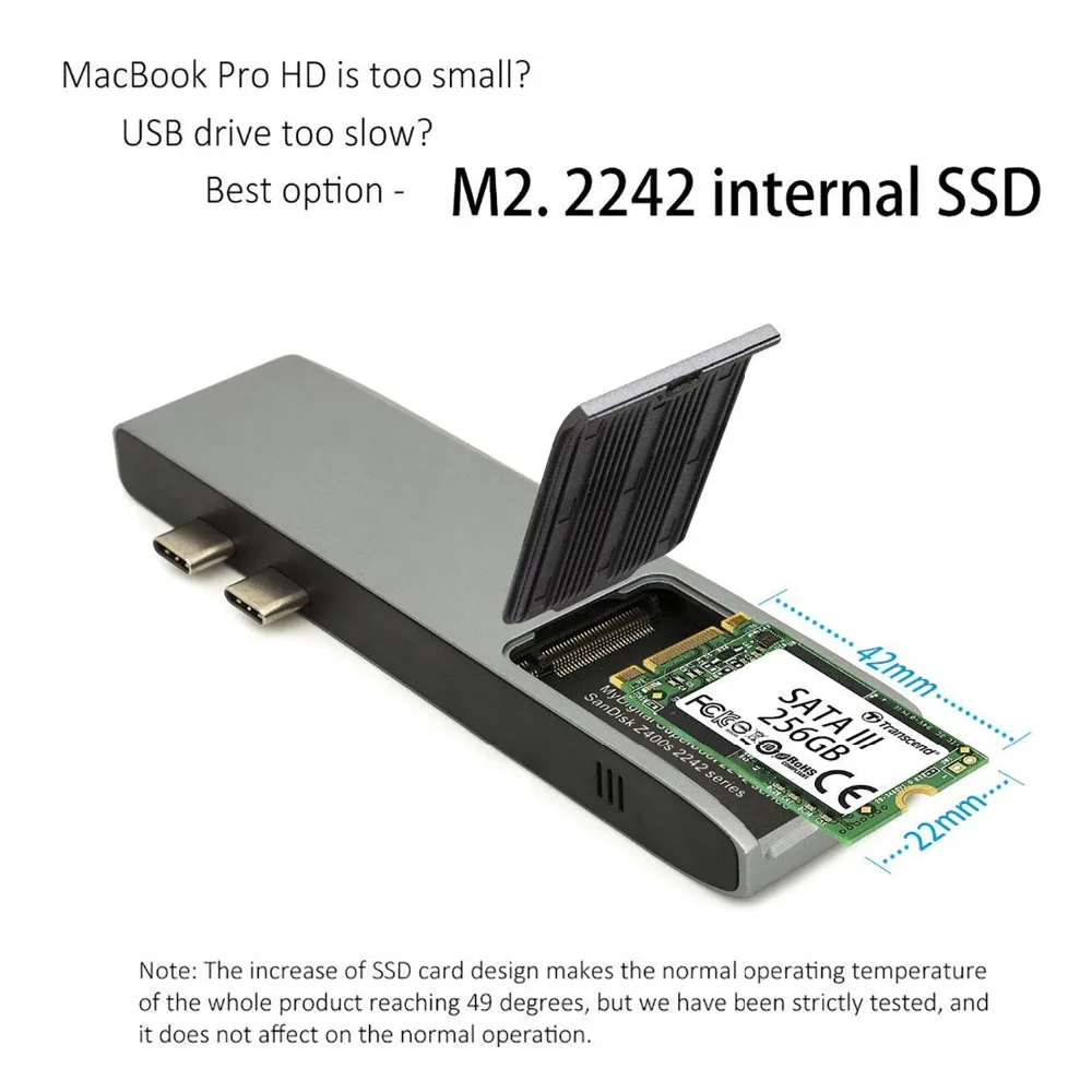 Двойной USB-C концентратор для мини-дисплея адаптер 5 к 60 Гц Поддержка расширения SSD с PD/Data TF SD Reader слот USB 2,0/3,0 Для MacBook Pro