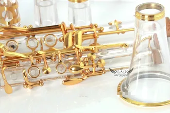 

Music instrument gold plated key Bb acrylic transparent body clarinet