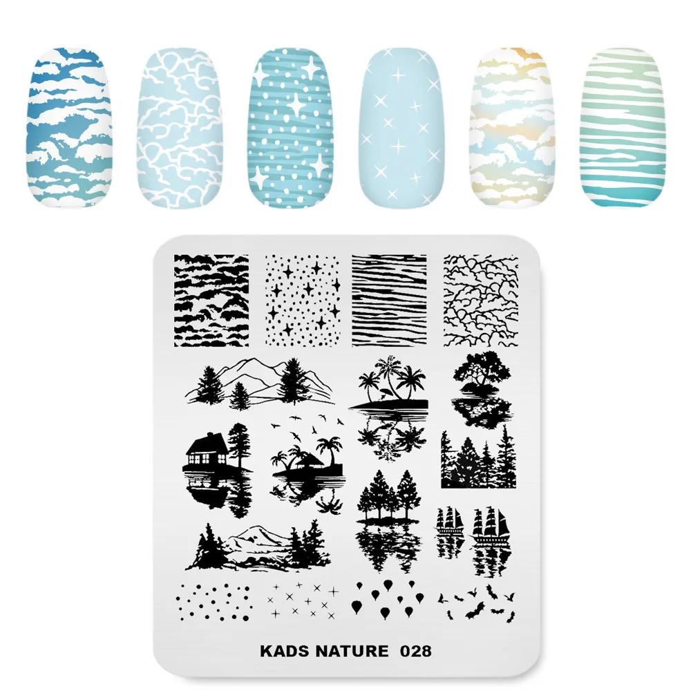 1pc Nail Art Stamping Template Ink Landscape Scenery Plate for Stamping Manicure Stencils for Overprint Designs Nail DIY Plate 2