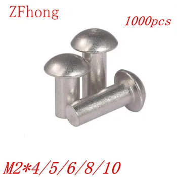 

1000pcs M2*4/5/6/8/10 2mm Pan half round Head Aluminum Solid Rivet