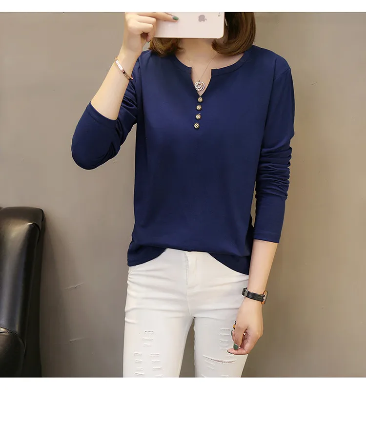 Women's T-shirts V-neck Solid Tee Casual Hypertrophy