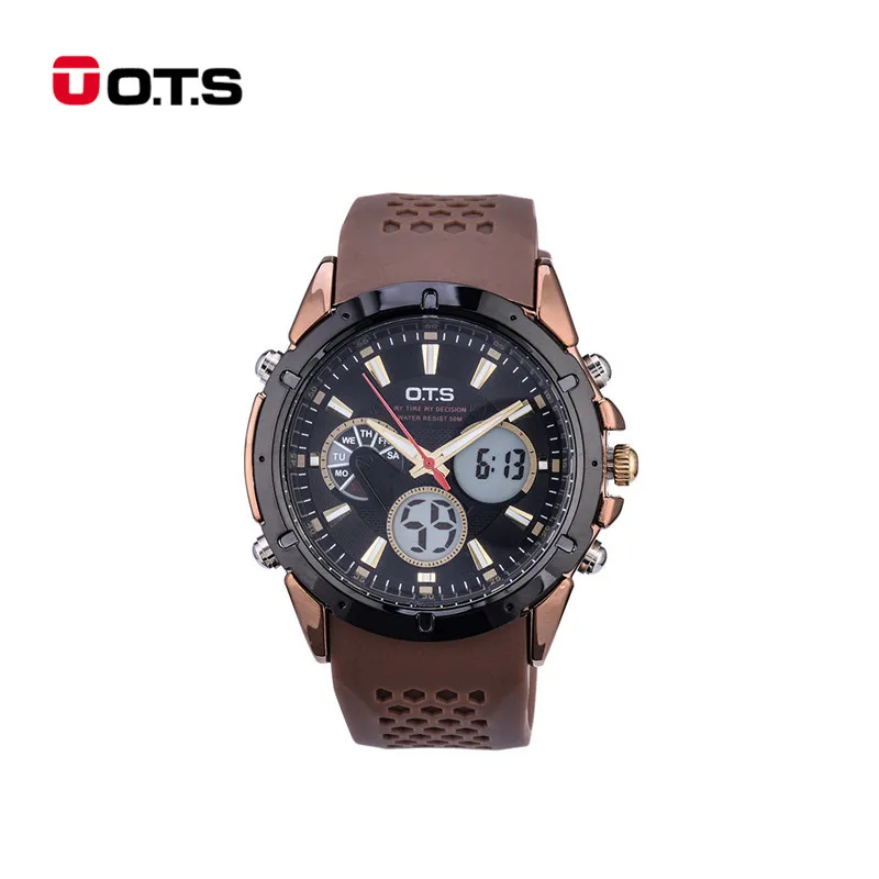 

O.T.S Waterproof Luminous Dual Display Men's Watch with Back Light LED Sport relogio masculino Electronic Wristwatches 47