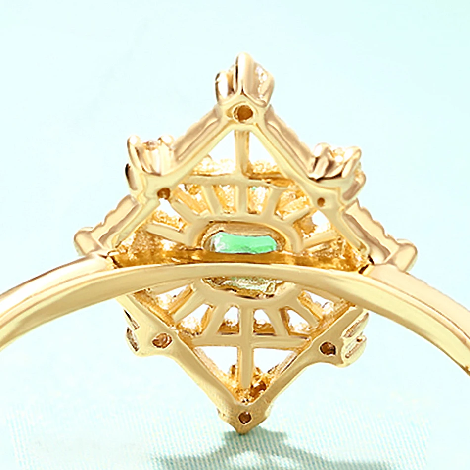 ALLNOEL 925 Sterling Silver Natural Emerald Hollow Ring For Women Infinity Wedding Band Bridal Jewelry New Arrival Gifts for Her (7)