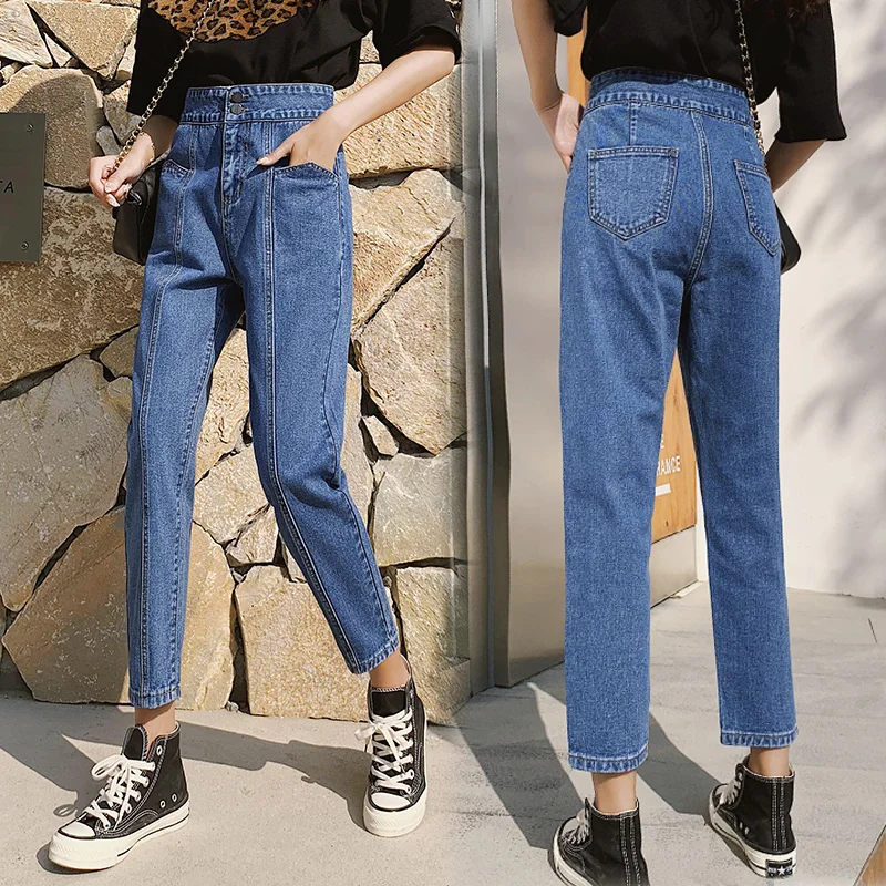 Staight Jeans Women Boyfriends Mom Jeans High Waist Jeans Mujer Summer 2019 Loose Vintage Skinny Jeans Feminino Plus Size