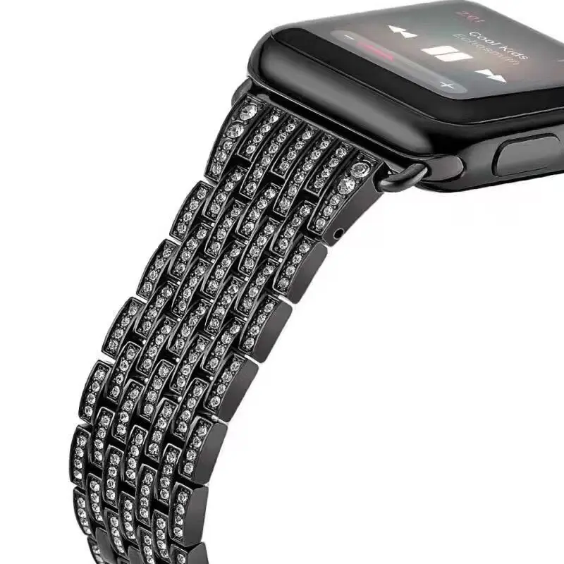 Браслет из нержавеющей стали с мм кристаллами и стразами для Apple Watch Band 38 мм 40 мм 42 мм 44 мм серия 4/3/2/1