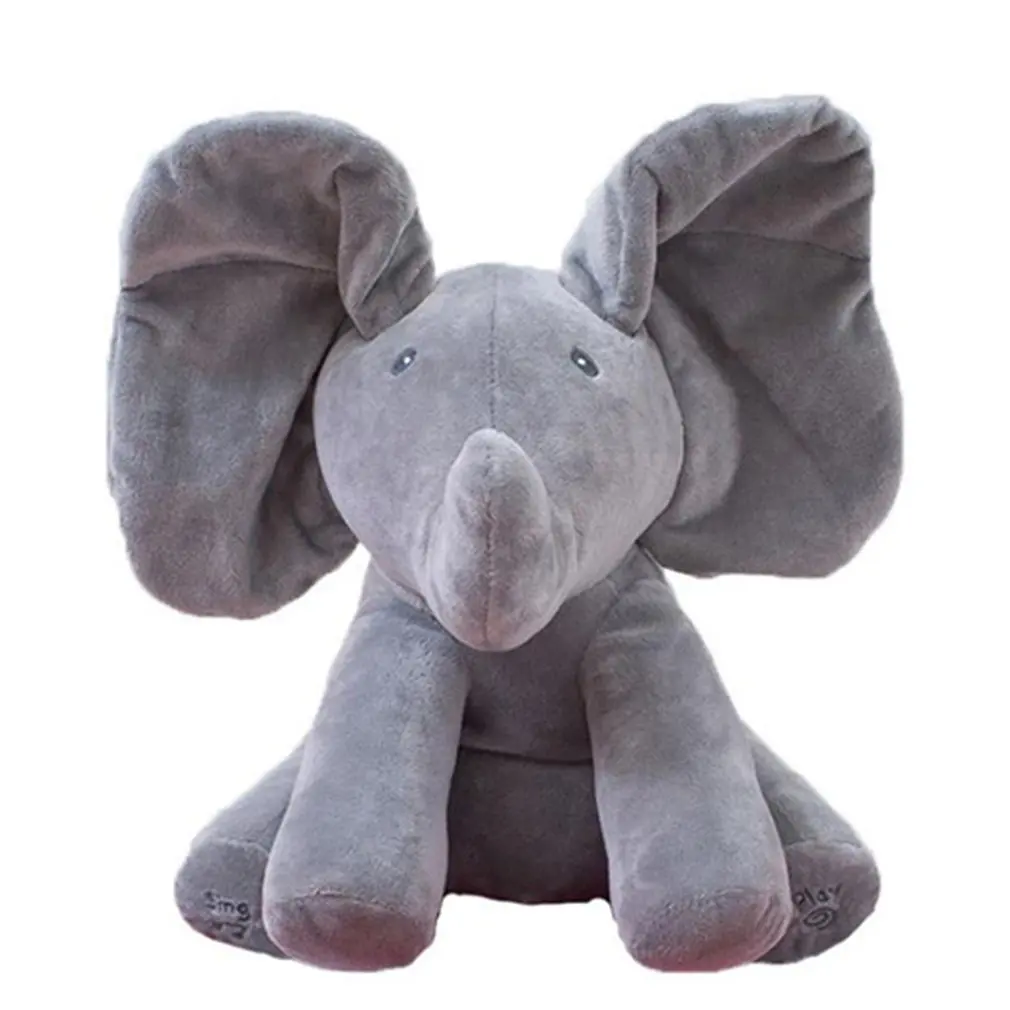 

30cm Peek-a-boo Plush Peekaboo Elephant Electric Blinking with Concert Singing grey pink upgraded Version Doll NEW