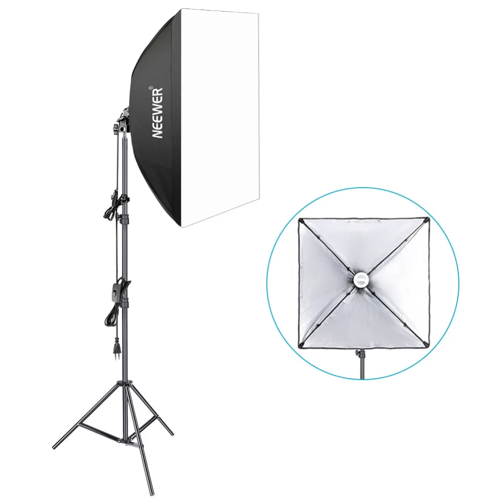 

Neewer 350W 5500K Photography Studio Softbox Lighting Kit: 60x60cm Softbox Diffuser+85W 5500K Continuous Light Bulb+Light Stand