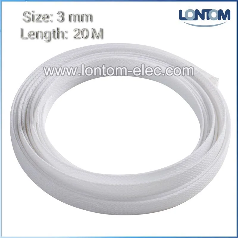 3mm White Expandable Braided DENSE Cable Sleeve x5m