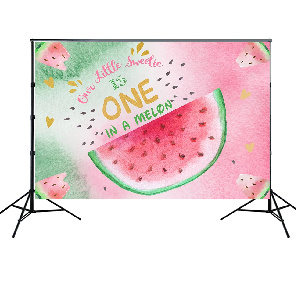 HUAYI Summer Fruit Watermelon Theme Photography Backdrop Sweet One in a Melon 1st Birthday Party Cake Table Decoration Photo Background for Girls Studio Booth Props 8x6ft W-2057 