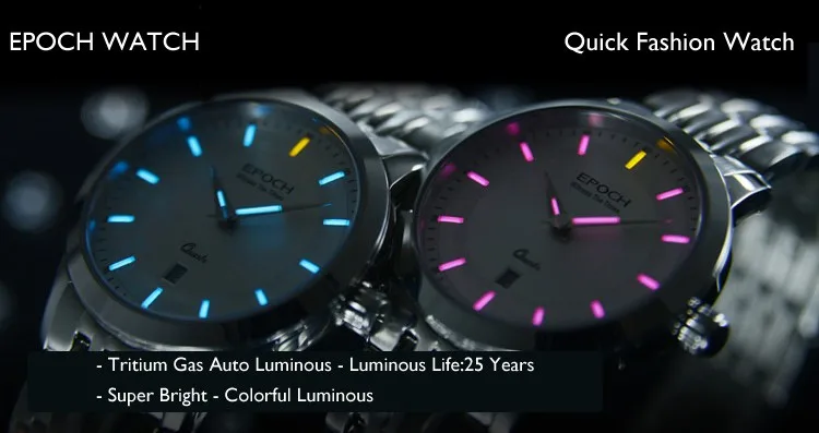 EPOCH 6023L водонепроницаемые 50 м Тритий газ светящиеся vogue Бизнес Леди женские кварцевые часы наручные часы
