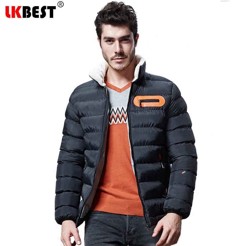 

LKBEST 2017 New Thin Men Coat High Quality Warm Winter Jackets for Men Fur Collar Stand Cotton Men Parka Brand Clothing (PW605)