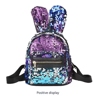 

Hot 3Pcs Kid Girl Sequined Rabbit Ears Backpack Mermaid Tail Shoulder Bag Coin Purse