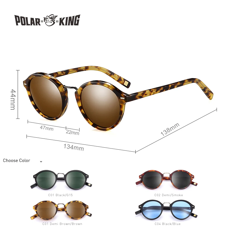POLARKING Марка Vintage Круглые Поляризованные Мужские Солнцезащитные Очки Для