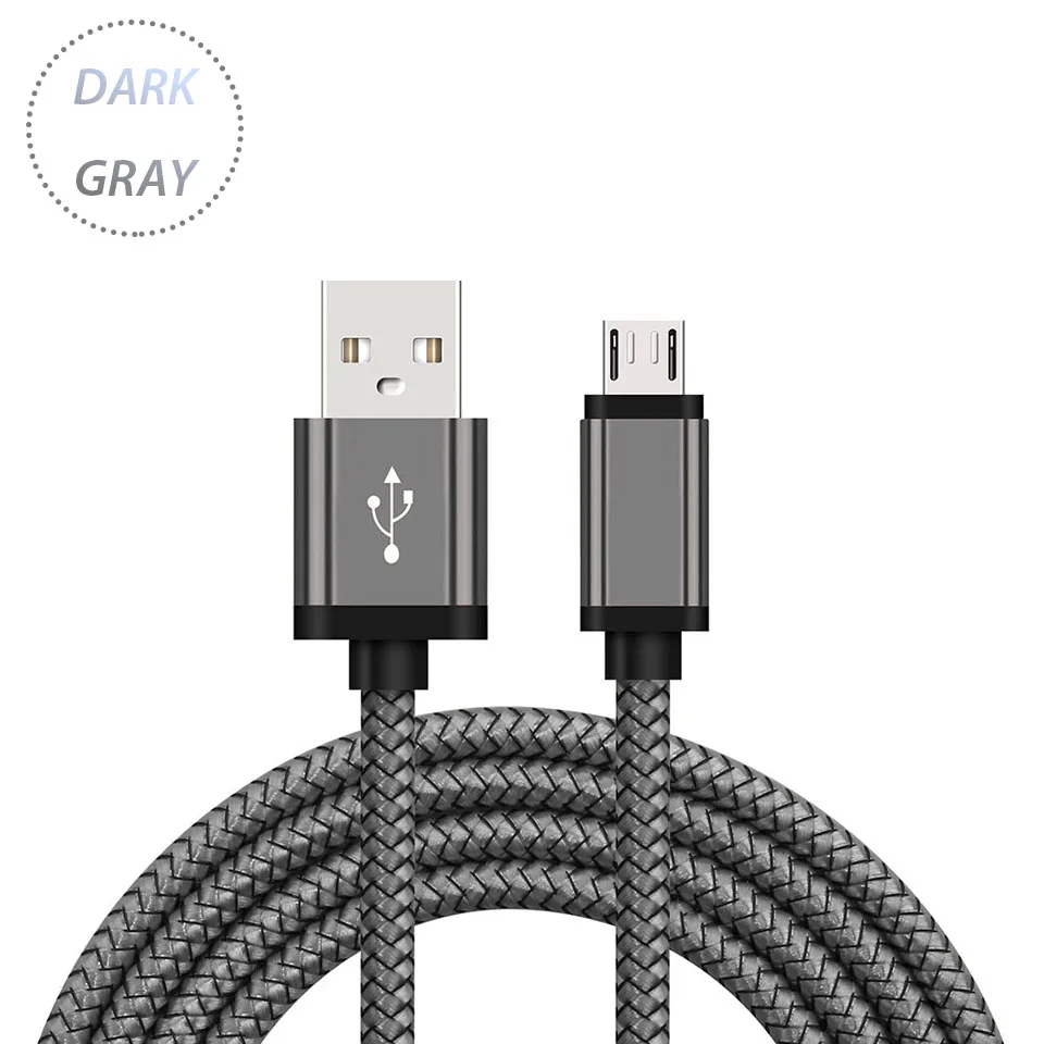Микро-зарядка через usb кабель для samsung Galaxy A3/A5/A7 J3 S6/S7/Edge 1/2/3 метровый кабель мобильного телефона Зарядное устройство короткий шнур - Тип штекера: dark gray cable
