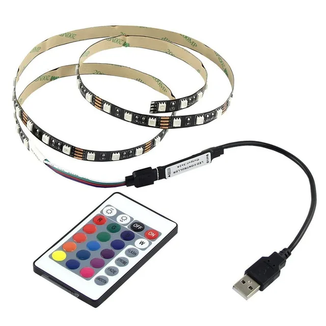 Us 7 95 1m Usb Led Strip Lights 5v 5050 30smd Rgb Tv Bias Background Lighting Kits With Cable And Mini Controller In Strips From
