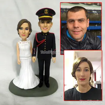 

cop policeman wedding cake topper figurine statue design service by Turui Figurines custom bobblehead Cartoon characters dolls