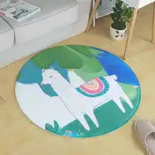 Мультфильм милый Альпака круглый ковер Гостиная стул компьютерный коврик Детская Игровая палатка коврик гардероб ковры