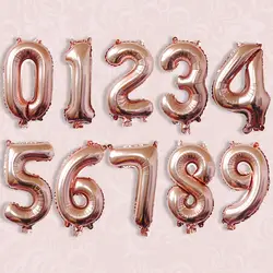 16 дюймов Фольга надувные шары в виде цифр розовое золото вечерние украшения глобусы надувной воздушный шар для дня рождения украшения