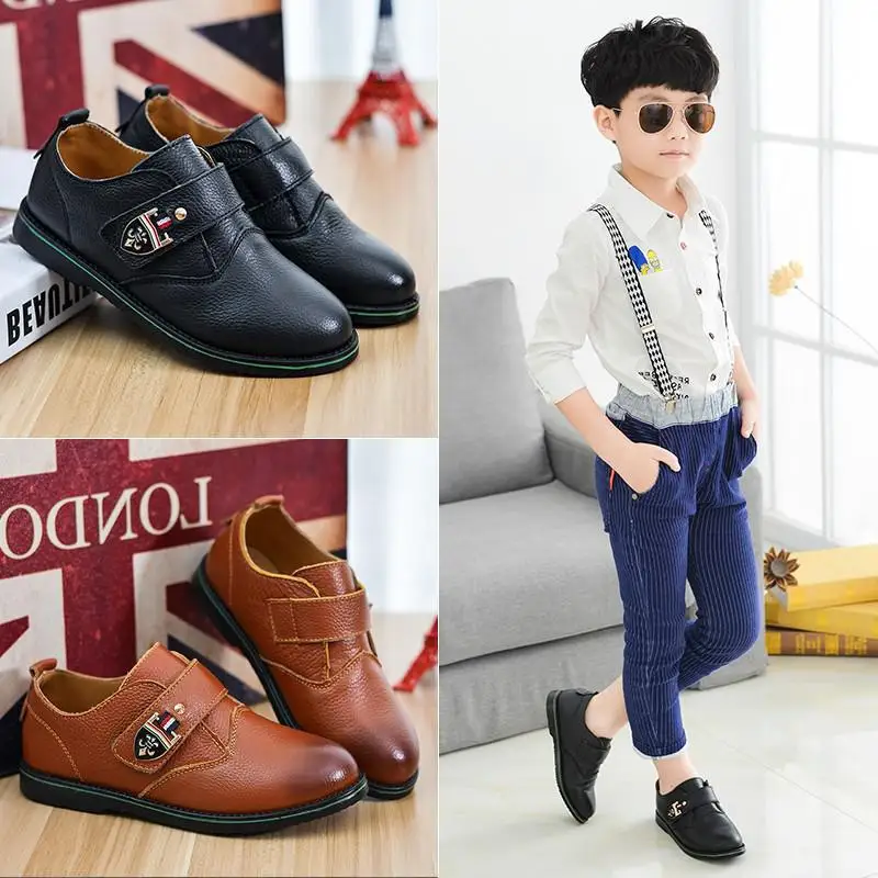 Обувь для мальчиков; кожаные туфли для детей; свадебные туфли из натуральной кожи; черные Школьные Туфли-оксфорды; детская повседневная обувь на плоской подошве; обувь на резиновой подошве