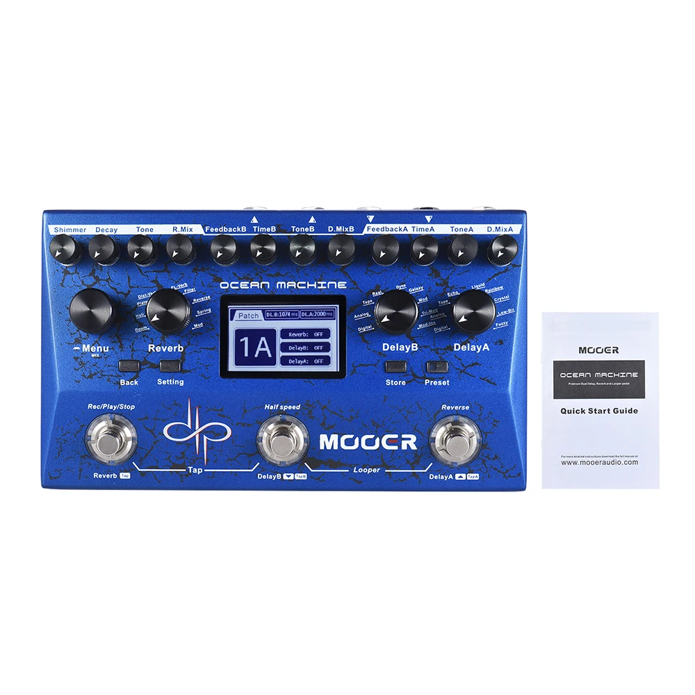 

MOOER OCEAN MACHINE Premium Dual Delay + Reverb + Looper Multi-effects Pedal 15 Types of Delay Effects 9 Reverb Effects