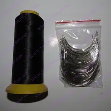 90 мм длинные ткацкие иглы 144 шт изогнутые иглы+ 1 рулон черные высокопрочные полиэфирные нити для уток