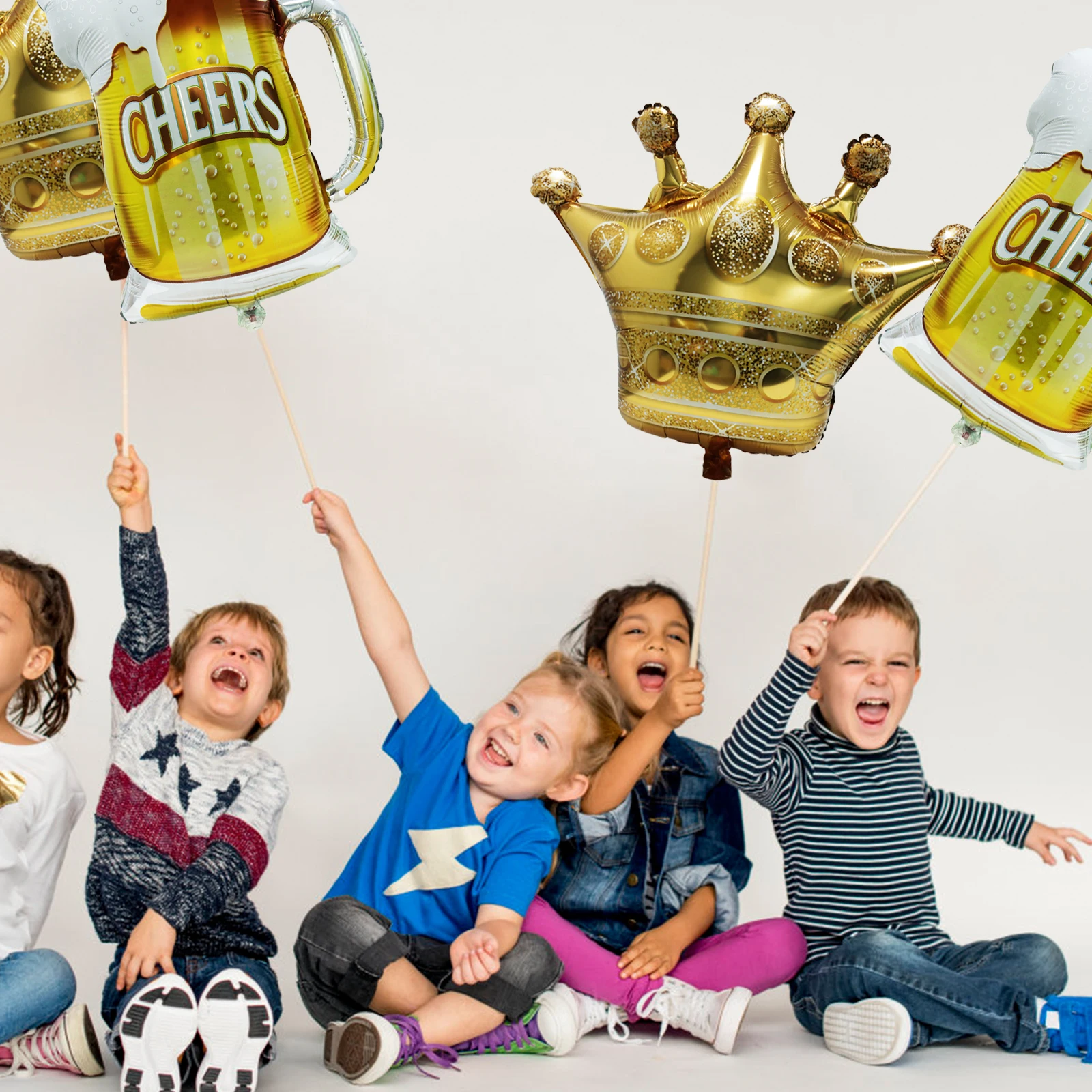 

Cartoon Crown CHEERS Wine Glass Foil Balloon Helium Ballon For Baby Shower Birthday Wedding Party Photo Props Decoration