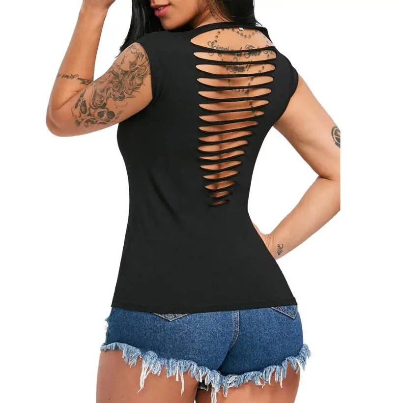 

feitong Tank Top for Women 2018 black women tops sexy backless sleeveless loose tank top women summer clubwear girls vest