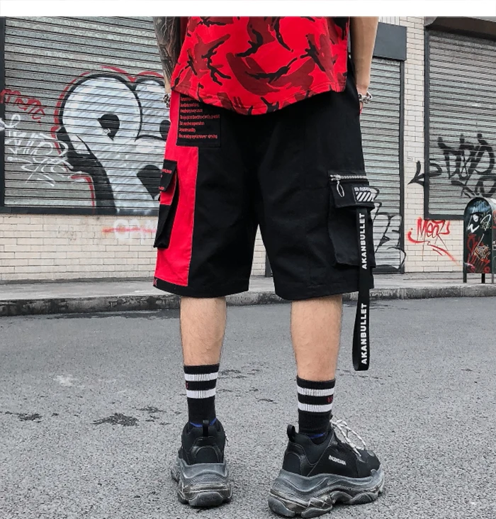 AELFRIC летние цветные блоки с несколькими карманами уличная Лоскутная ЛЕНТА мужские шорты хип-хоп Спортивные Повседневные Свободные тренировочные штаны для бега