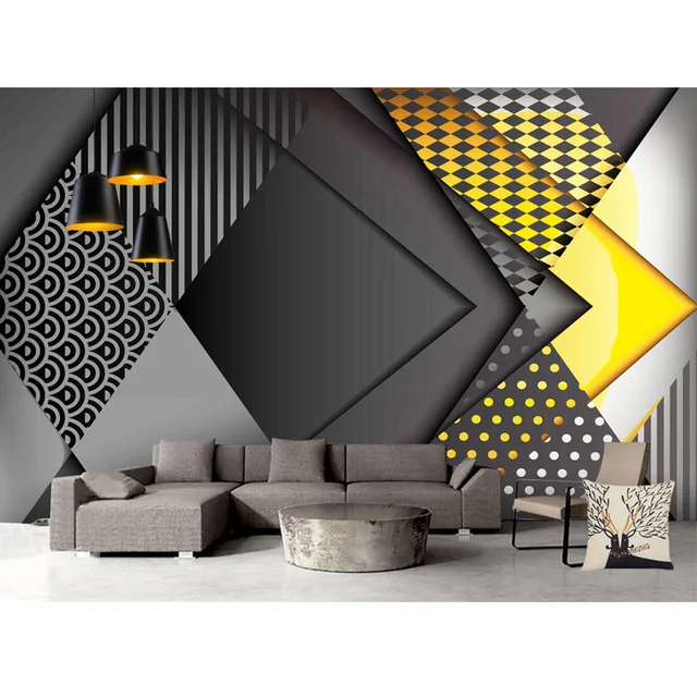 Dekorasi Rumah Kertas Dinding Modern 3D Geometris Foto Wallpaper