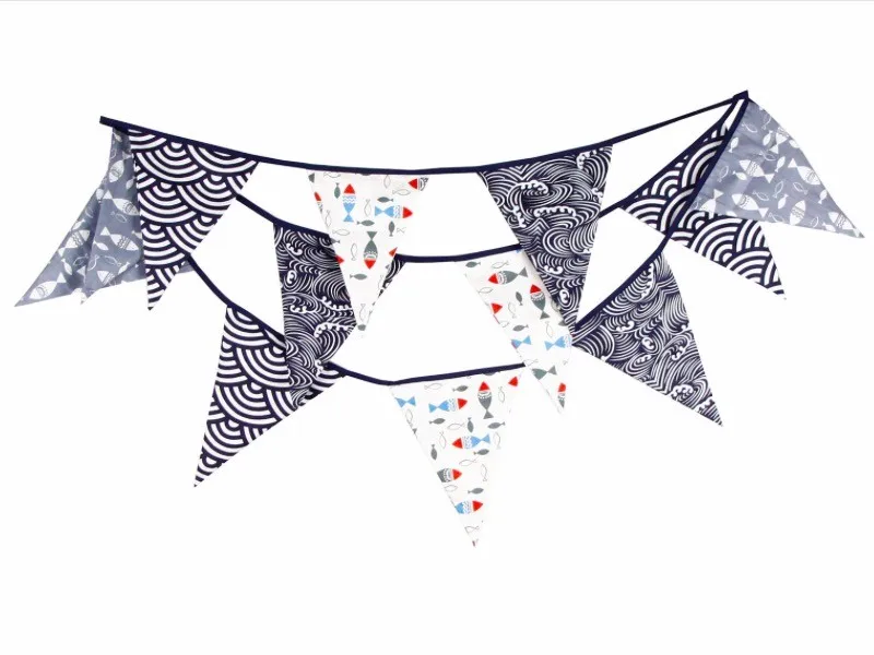 1 шт. 3,5 м 12 шт. японский стиль Карп Рыба Морская волна темно-синий бандаж хлопок ткань день рождения треугольник флаги праздничное знамя деко
