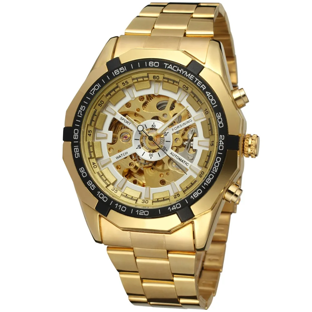 Wholesale Gold Color Skeleton Automatic Mechanical Watch Made From China Factory