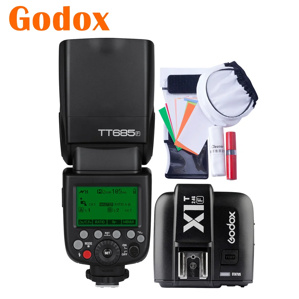 

Godox TT685F 2.4G Wireless GN60 HSS 1/8000 s TTL Flash Speedlite X1T-F Trigger for Fujifilm Fuji X-Pro2/X-T20/X-T10/X-T1/X-T2