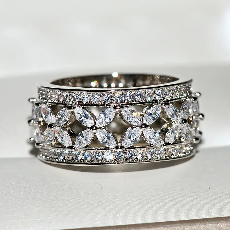 Высокое качество богемное кольцо с белым цирконием для женщин Свадебные обручальные вечерние ювелирные изделия Подарок на годовщину