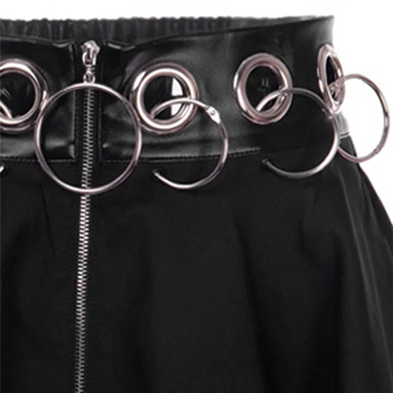 Saias Femininas Elegante юбка в стиле панк женские вечерние готический, панк, черный, на молнии открытая Сексуальная короткая мини-юбка FD