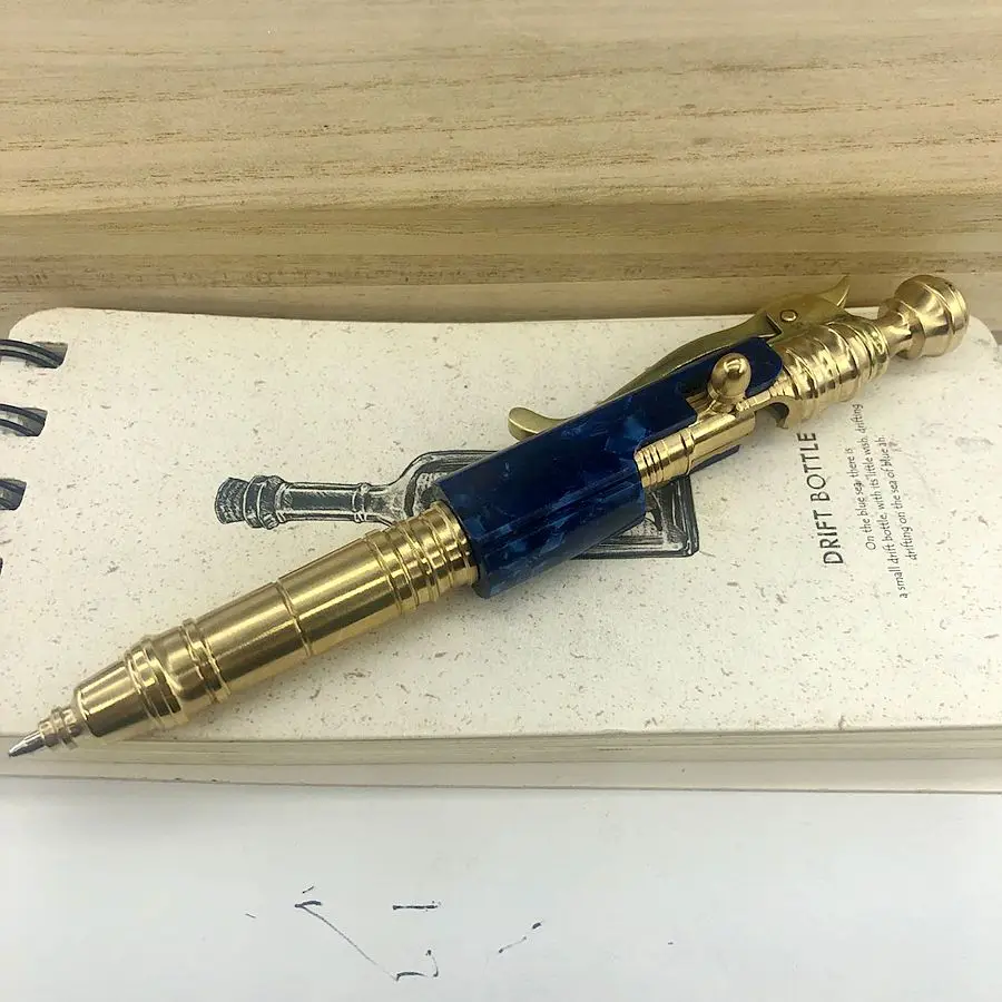 Ручная работа латунная Шариковая ручка синяя Смола креативный Ретро болт тип тактическая ручка/Прямая поставка