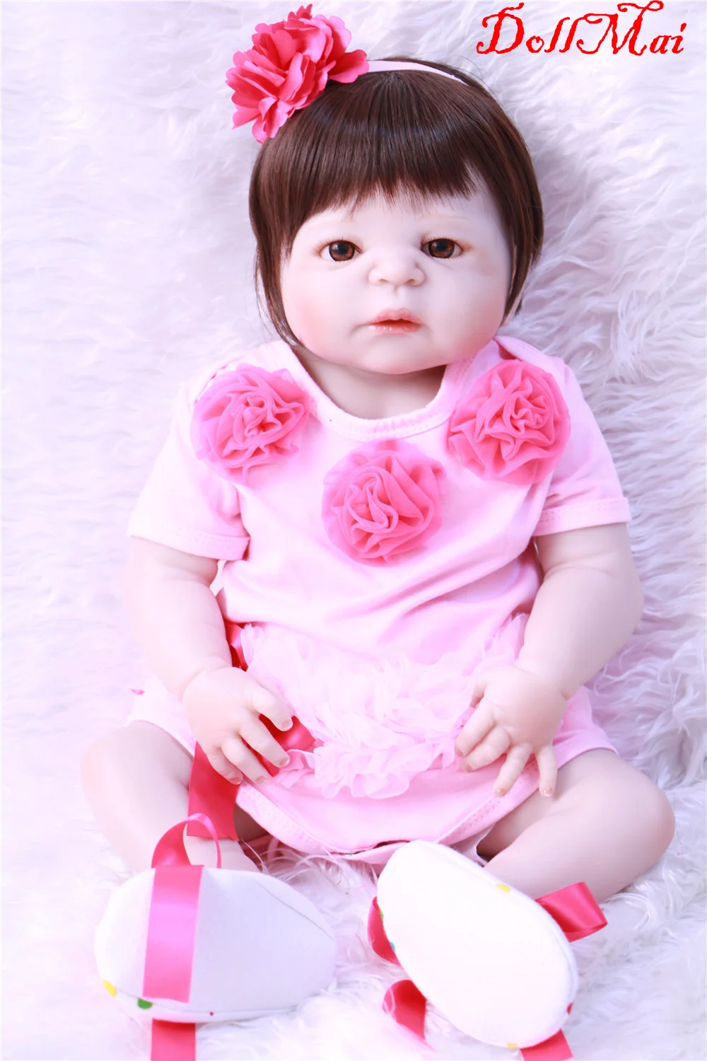 Bebe 22 дюймов Reborn полный Средства ухода за кожей силикона Reborn Baby Doll Игрушечные лошадки Реалистичного Reborn для маленьких девочек куклы