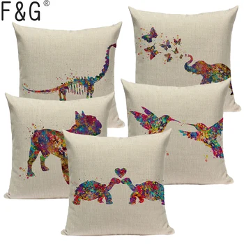

Pug Pillow Case Colorful Elephant Bird Fish Cushions Home Gamer Chair Decor Linen Square Print Cushion Cover Dropshipping Gift