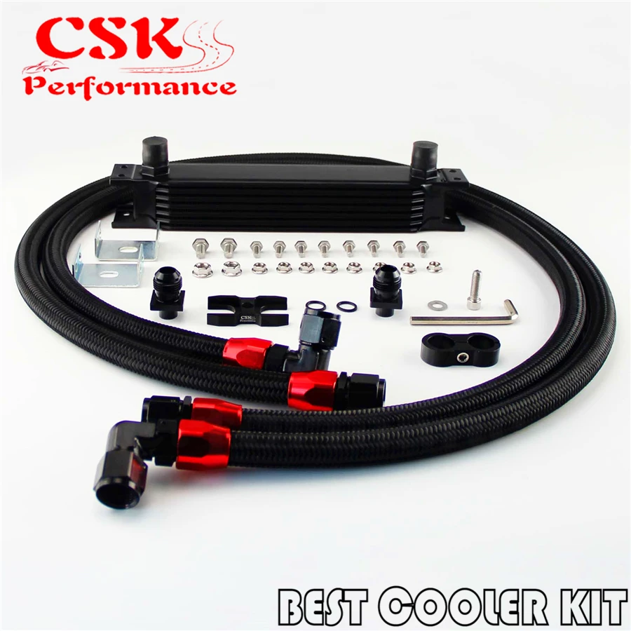 Комплект масляного радиатора AN10 7 рядов для BMW E36 E46 E82 E90 E92 E93 черный|oil cooler kit|cooler